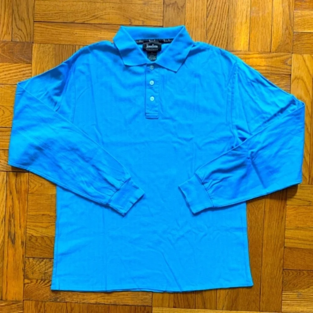Neiman Marcus Rugby Style Long Sleeve Polo Shirt - Picture 2 of 14